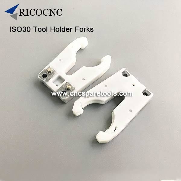 white plastic ISO30 ATC CNC tools changer forks for Italy HSD Auto tool changer spindle 1705A0124 supplier